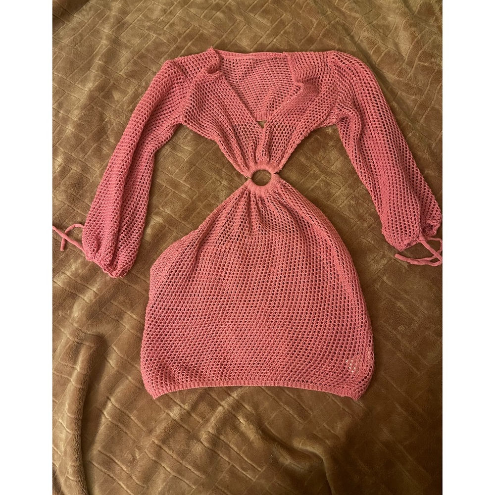 Pink Crochet Cover-Up Dress